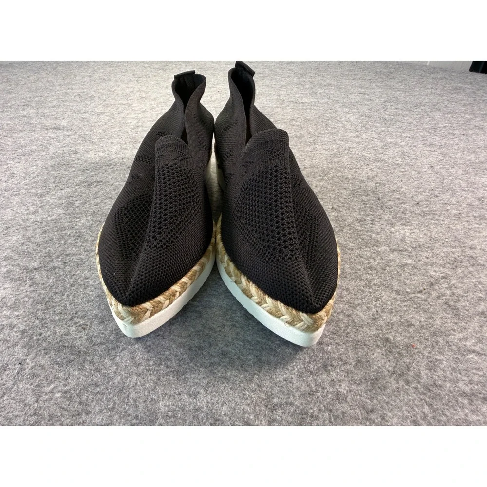 Unbranded Espadrille Platform Slip On Women Size 38 Black Knit Pointed Toe C901